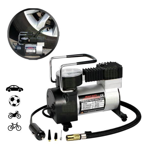 Imagem de Mini Compressor De Ar Portátil Elétrico 12 Volts Para Pneu De Carro Bike Moto Bola Com Adaptador