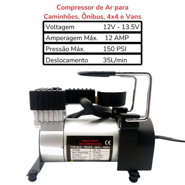 Imagem de Mini Compressor Para Pneu De Carro & Moto 150PSI + Reparo Manual De Pneu