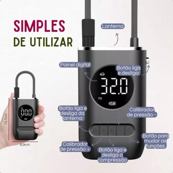 Imagem de Mini Compressor Recarregável Para Pneus De Carro E Moto