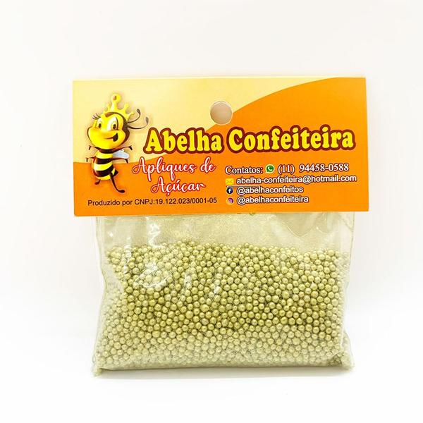 Imagem de Mini Confeito - Pérolas Dourada Mini - 60 gramas - Abelha Confeiteira - Rizzo