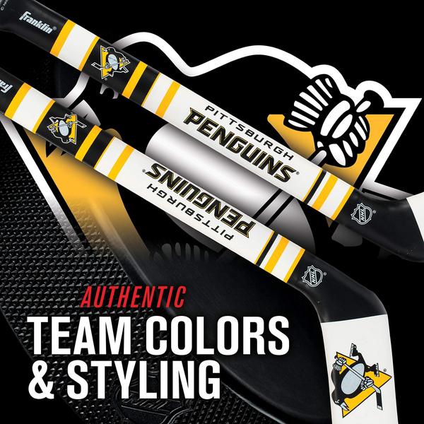 Imagem de Mini Conjunto de Bastões de Hóquei Macios Franklin Sports - Pittsburgh Penguins NHL