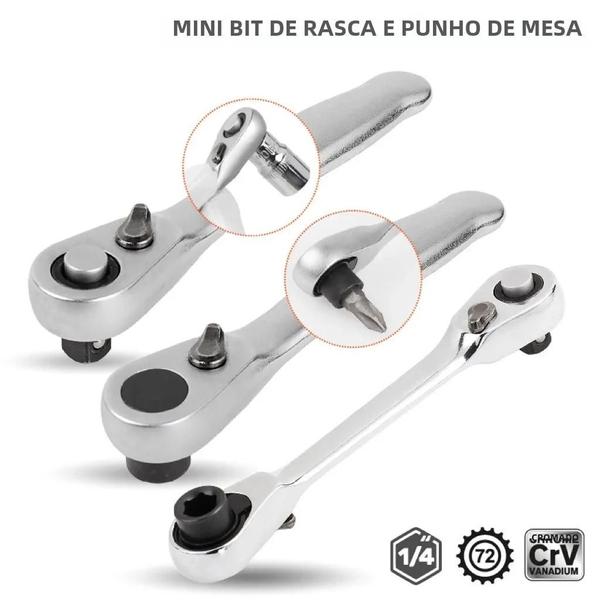 Imagem de Mini Conjunto de Chaves de Catraca de Ponta Dupla 1/4" - Torque Hexagonal