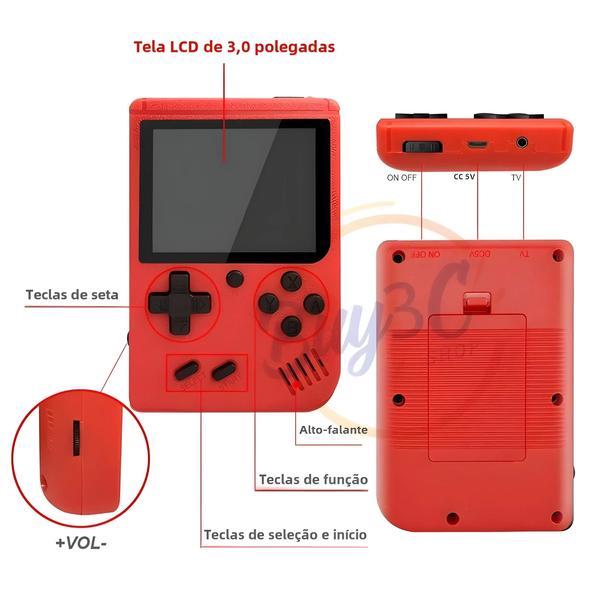 Imagem de Mini Console de Jogos Portátil Retrô 500 em 1 - Recarregável com 400 Jogos