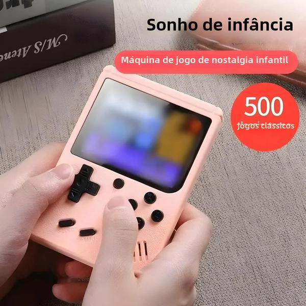 Imagem de Mini Console de Videogame Portátil Retrô - 8 Bits, 3 Polegadas, LCD, 500 Jogos Embutidos