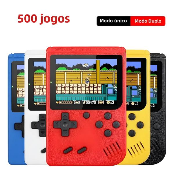 Imagem de Mini Console De Videogame Portátil Retrô Infantil, 8 Bits, 3 Polegadas, LCD, 500 Jogos Integrados