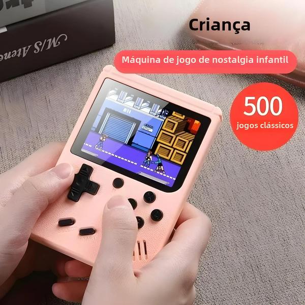 Imagem de Mini Console De Videogame Portátil Retrô Infantil, 8 Bits, 3 Polegadas, LCD, Construído Em 500 Jogos