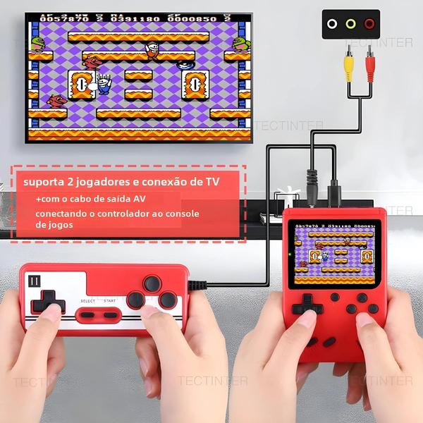 Imagem de Mini Console Portátil Retrô 8 Bits - 500 Jogos Integrados - Saída AV