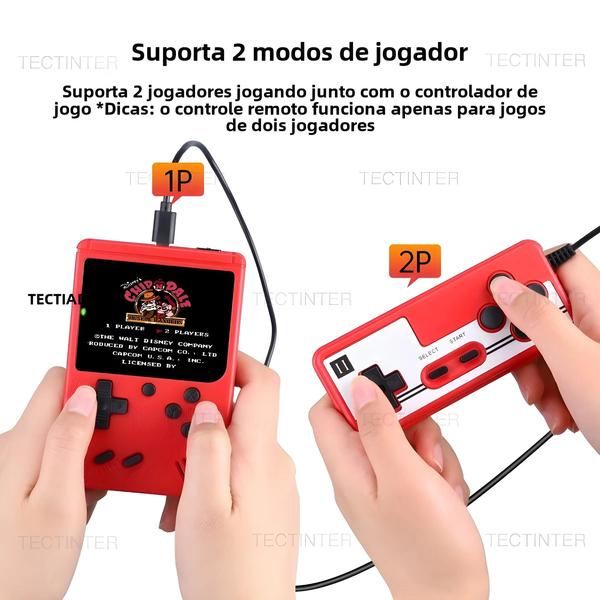 Imagem de Mini Console Portátil Retrô 8 Bits - 500 Jogos Integrados - Saída AV