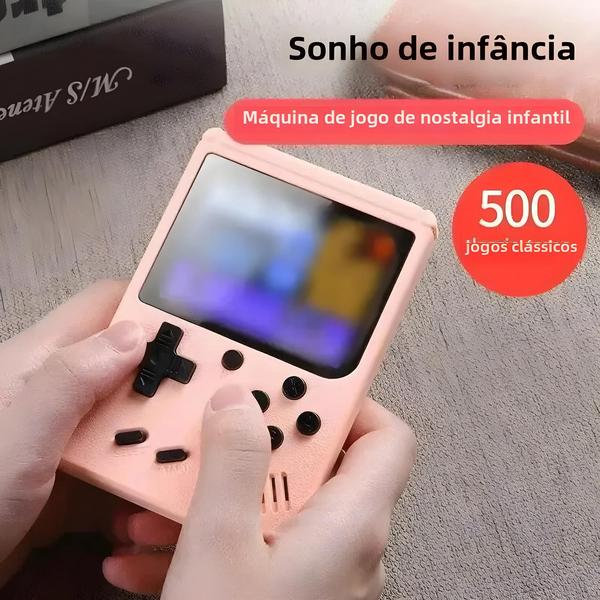 Imagem de Mini Console Portátil Retrô 8 Bits com 500 Jogos - Tela LCD de 3 Polegadas