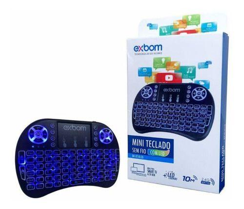 Imagem de Mini Controle Led Teclado Sem Fio Smart Tv Box Netflix Cor Do Teclado Preto