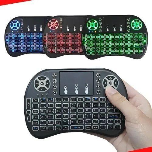 Imagem de Mini Controle Led Teclado Sem Fio Smart Tv Box Netflix Cor Do Teclado Preto