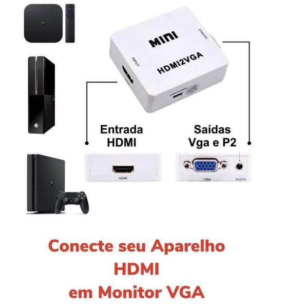 Imagem de Mini Conversor Adaptador Hdmi X Vga Hdmi2Vga