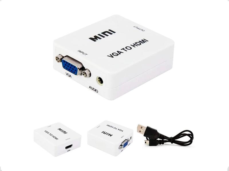 Imagem de Mini Conversor Adaptador VGA para HDMI Áudio Vídeo VGA2HDMI