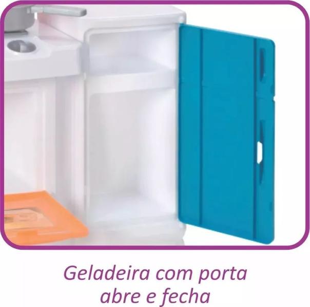 Imagem de Mini Cozinha Brinquedo Infantil Criança Azul Completa Sai Agua