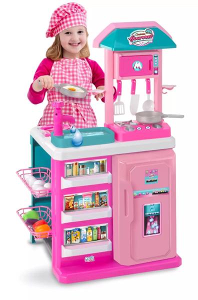 Imagem de Mini Cozinha Gourmet Completa Fogão Forno Pia Sai Água Brinquedo Infantil Criança Menina