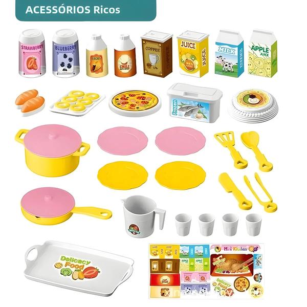 Imagem de Mini Cozinha Infantil para Brincar - Conjunto DIY com Talheres e Comida de Faz de Conta