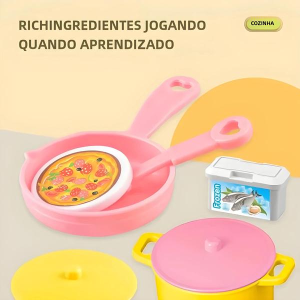 Imagem de Mini Cozinha Infantil para Brincar - Conjunto DIY com Talheres e Comida de Faz de Conta