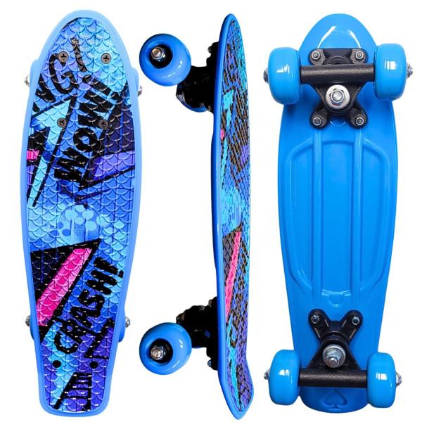 Imagem de Mini Cruiser Infantil Radical Antiderrapante Formato Peixe Unissex Com Rodas Emborraçadas