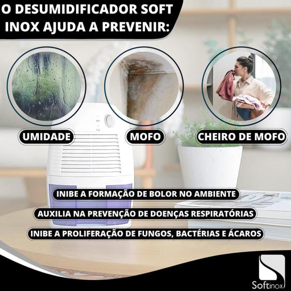 Imagem de Mini Desumidificador Elétrico Portátil Bivolt Antimofo 500ml Branco