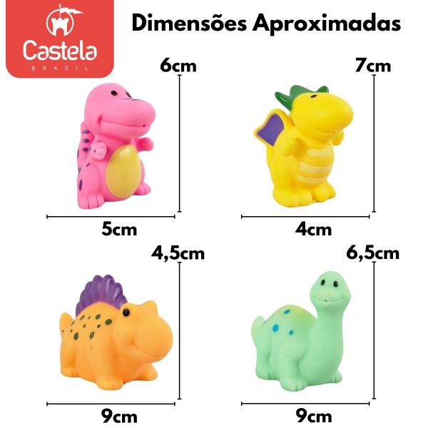 Imagem de Mini Dinossauros Coloridos Infantil Banho Divertido Bebes Castela