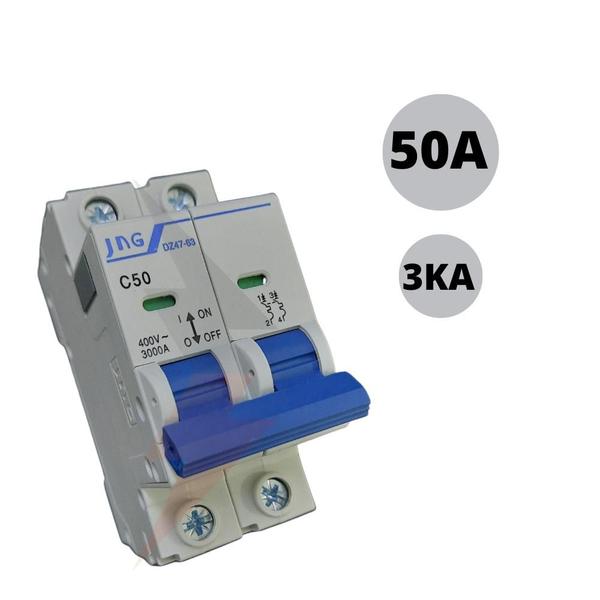 Imagem de Mini Disjuntor 2p Com Curva C De 50a Amperes Bipolar 