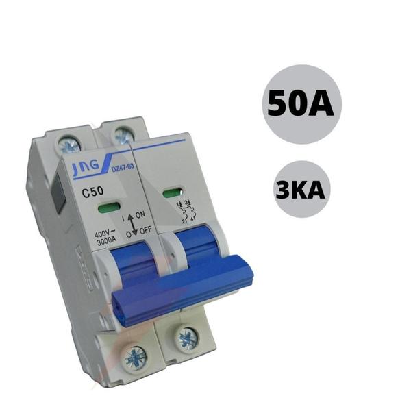 Imagem de Mini Disjuntor 2p Com Curva C De 50a Amperes Bipolar  - jng