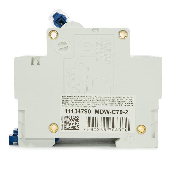 Imagem de Mini Disjuntor Bipolar MDWC702 70A curva C 5KA Weg