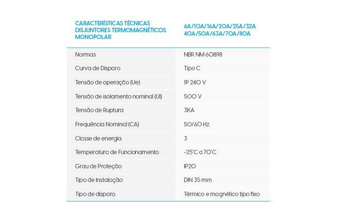 Imagem de Mini Disjuntor Termomagnético Monopolar 63A C63 CurvaC Elgin