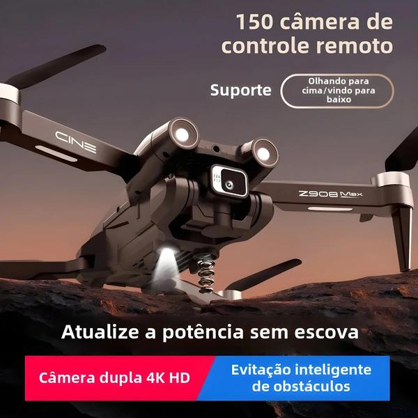 Imagem de Mini Drone 4K HD Z908 Pro Max - WiFi FPV, Brushless, com Evitação de Obstáculos