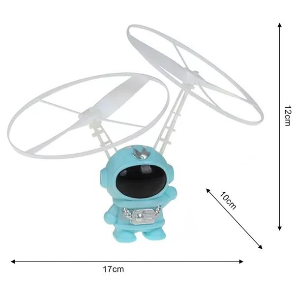 Imagem de Mini Drone Astronauta Helice Boomerang  Voador LED Sensor Movimento USB Bateria Recarregavel Criança Diversao Brincadeira  Seguro Resistente Luz Ilumi