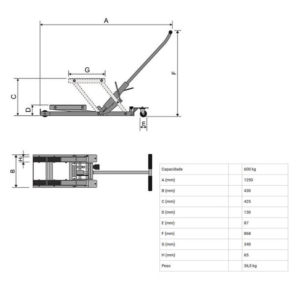 Imagem de Mini Elevador Hidraulico para Motos 680Kg MEM680 BOVENAU