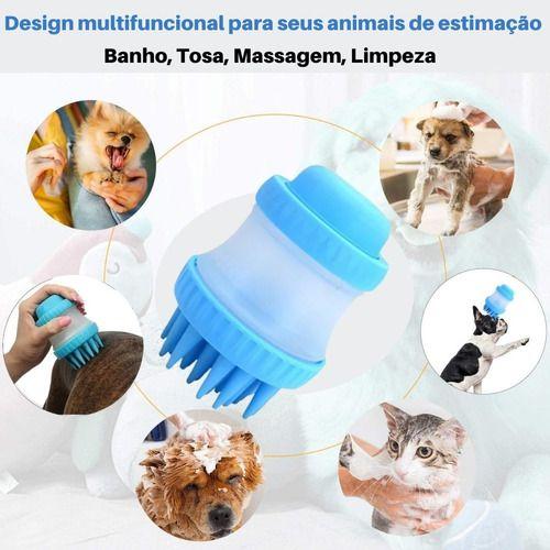 Imagem de Mini Escova Pente Em Silicone Massagem Banho Lava Pet Petshop Barato