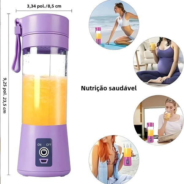 Imagem de Mini Espremedor Elétrico Portátil Recarregável - 6 Lâminas - Ideal para Frutas e Smoothies