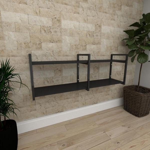 Mini estante industrial para escritório aço cor preto prateleiras 30 cm cor preto modelo ind04pep - E-nichos Imagem de Mini estante industrial para escritório aço cor preto prateleiras 30 cm cor preto modelo ind04pep