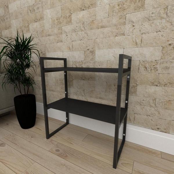 Imagem de Mini estante industrial para sala aço cor preto prateleiras 30 cm cor preto modelo ind08peps