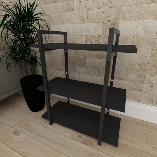 Imagem de Mini estante industrial para sala aço cor preto prateleiras 30 cm cor preto modelo ind09peps