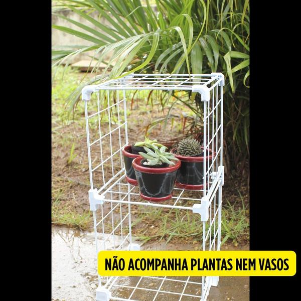 Imagem de Mini Estante para Plantas 4 Nichos Prateleira Aço Aramado Floreira Horta Vertical