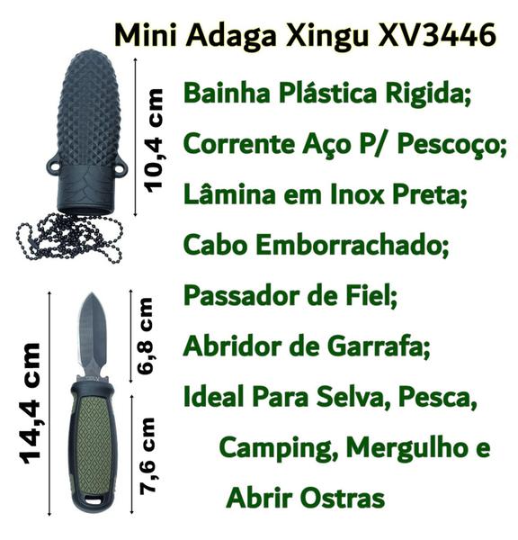 Imagem de Mini Faca Com Corrente Camping Pesca Esportiva Abrir Ostra - XINGU