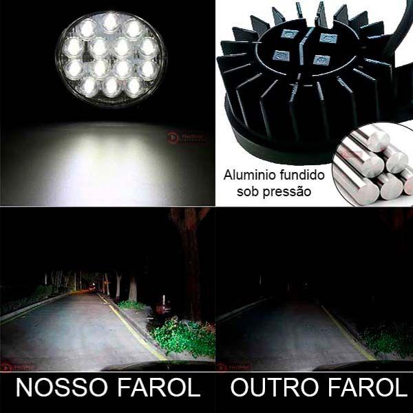 Imagem de Mini Farol de Milha Automotivo Universal Aux 42W Redondo 14 Leds 9-36v Carro Moto Caminhão Maquina Agricola Picape 4x4