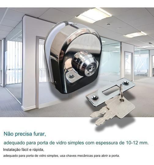 Imagem de Mini Fechadura Inox Trinco Porta Sobrepor De Pressão Vidro