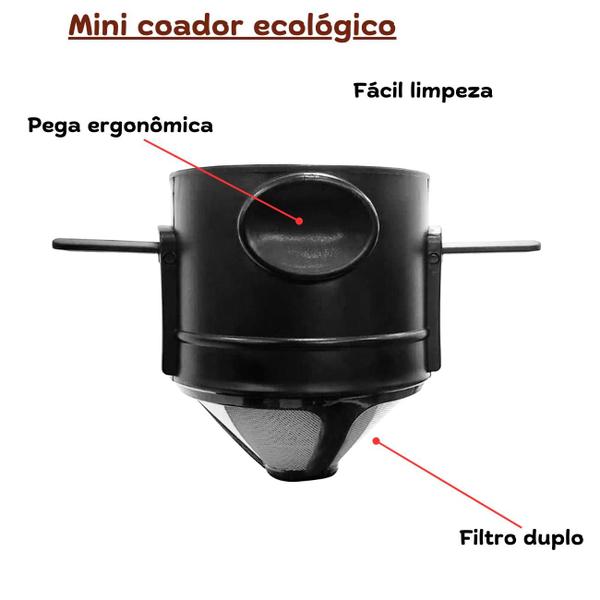 Imagem de Mini Filtro de Café Coador Reutilizável Portátil Mini Coador Ecológico