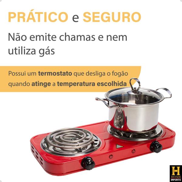 Imagem de Mini Fogão Elétrico Portátil 2500w Fogareiro 2 Bocas Compacto Linha Premium 