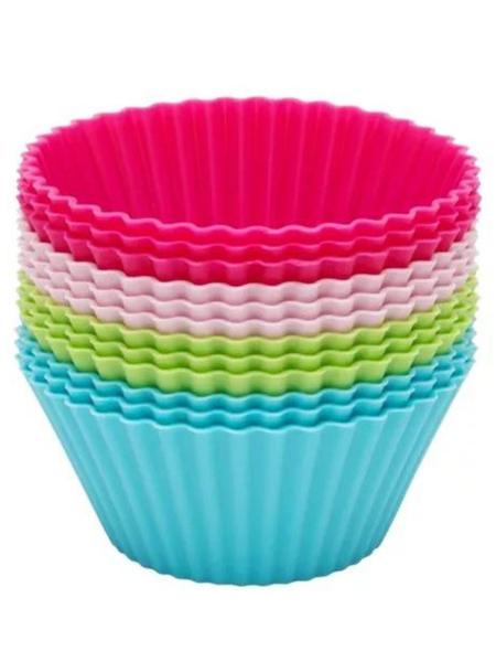 Imagem de Mini Forma Cupcake Bolo Muffin Assadeira Silicone 12 Peças - TOP RIO