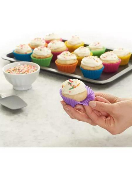 Imagem de Mini Forma Cupcake Bolo Muffin Assadeira Silicone 12 Peças - TOP RIO