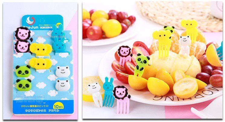 Imagem de Mini garfos palitos infantis p/ lanche TEMA: ANIMAIS - 10Pçs