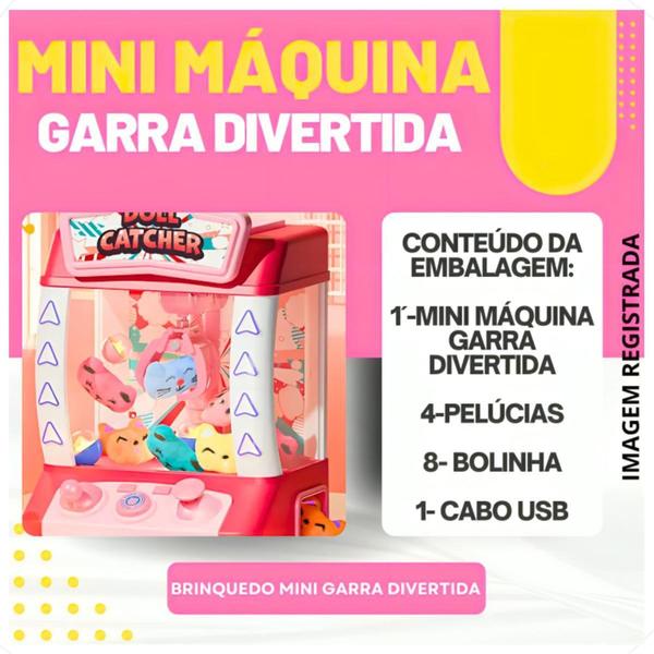 Imagem de Mini Garra Divertida Máquina Brinquedo Pegar Bichinhos Pelúcia Bolinhas - DM