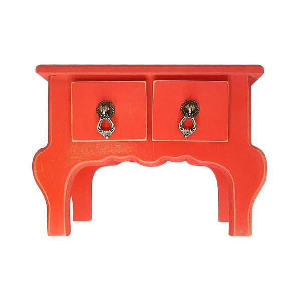 Imagem de Mini Gaveteiro de Mesa 2 Gavetas Retrô Vermelho MDF - 01 Unidade - Rizzo