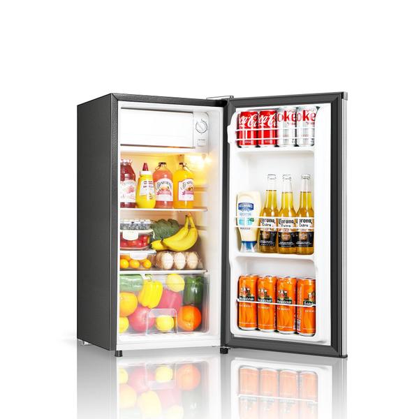 Imagem de Mini geladeira Seaoola com freezer de 3,1 pés cúbicos de porta única prateada