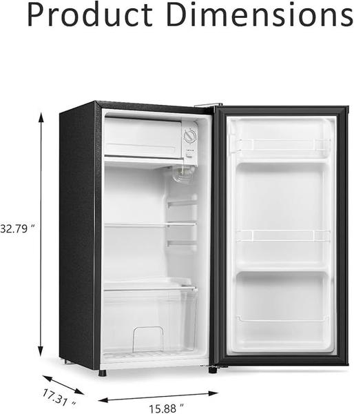 Imagem de Mini geladeira Seaoola com freezer de 3,1 pés cúbicos de porta única prateada