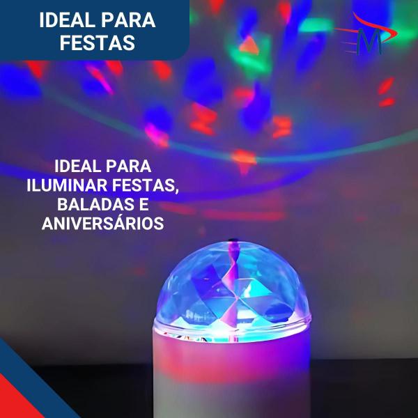 Imagem de Mini Globo Jogo De Luz Led RGB USB + 10 Bastões de Led Festa